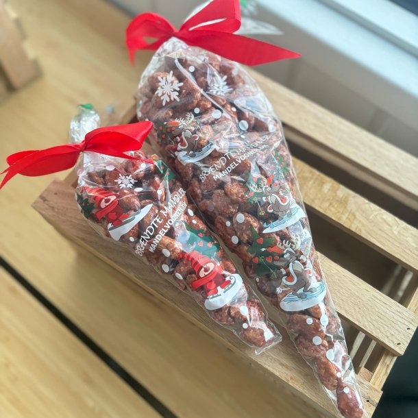 Brndte mandler i flere strrelser